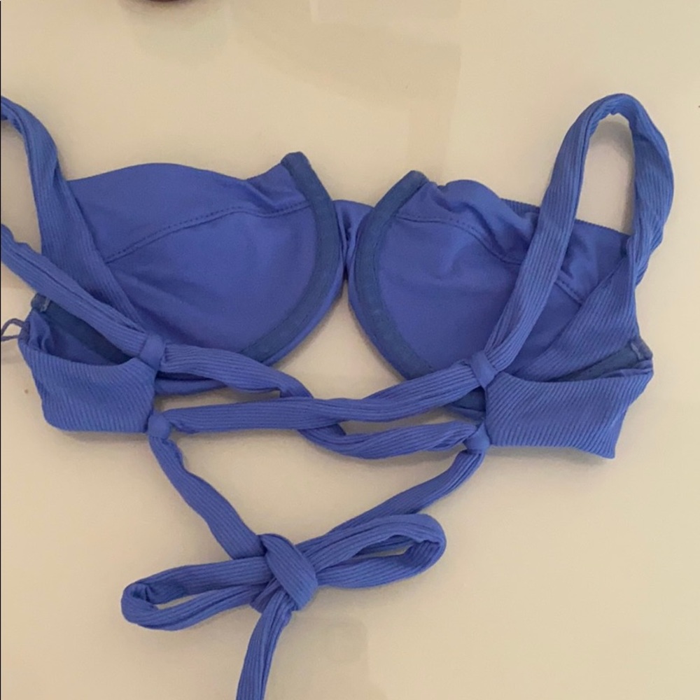 Blue Ribbed Bikini top - Picture 2 of 4
